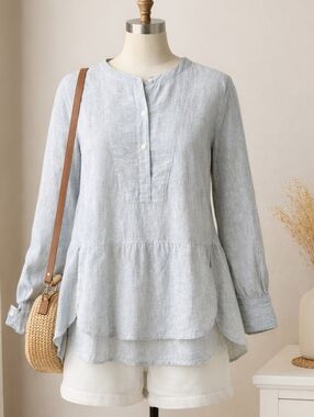 J. Crew Striped Linen & Cotton Blend Top – Lightweight, Relaxed Fit
